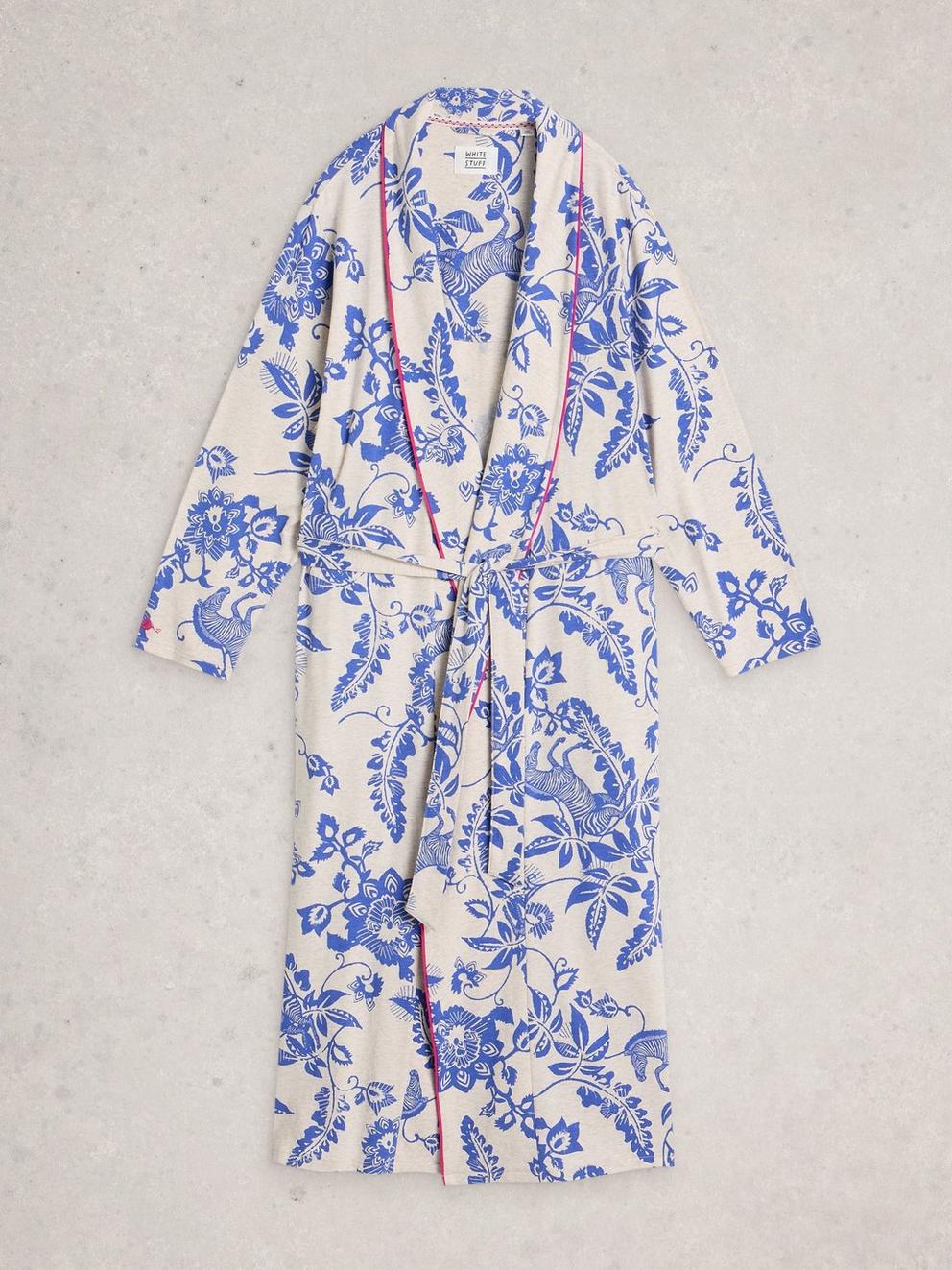 NINA DRESSING GOWN JERSEY in NAT MLT - FLAT FRONT