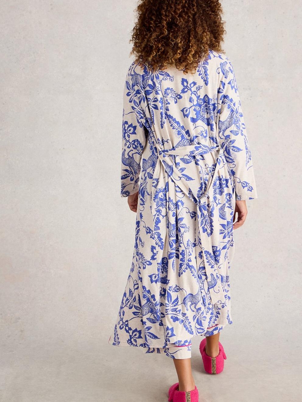 NINA DRESSING GOWN JERSEY in NAT MLT - MODEL BACK