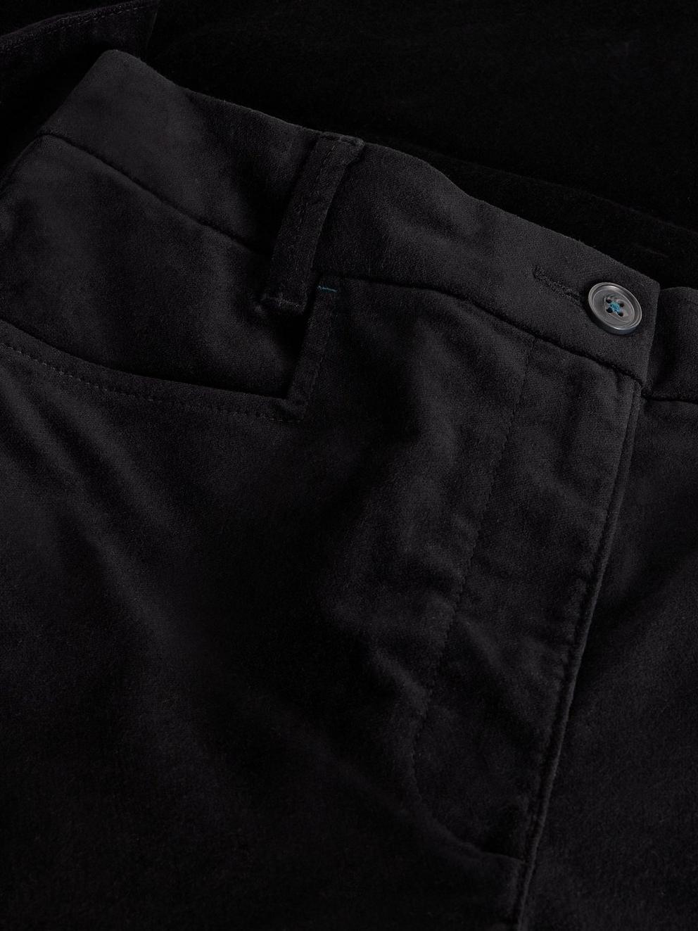 Savannah Velvet Trousers in PURE BLK - FLAT DETAIL