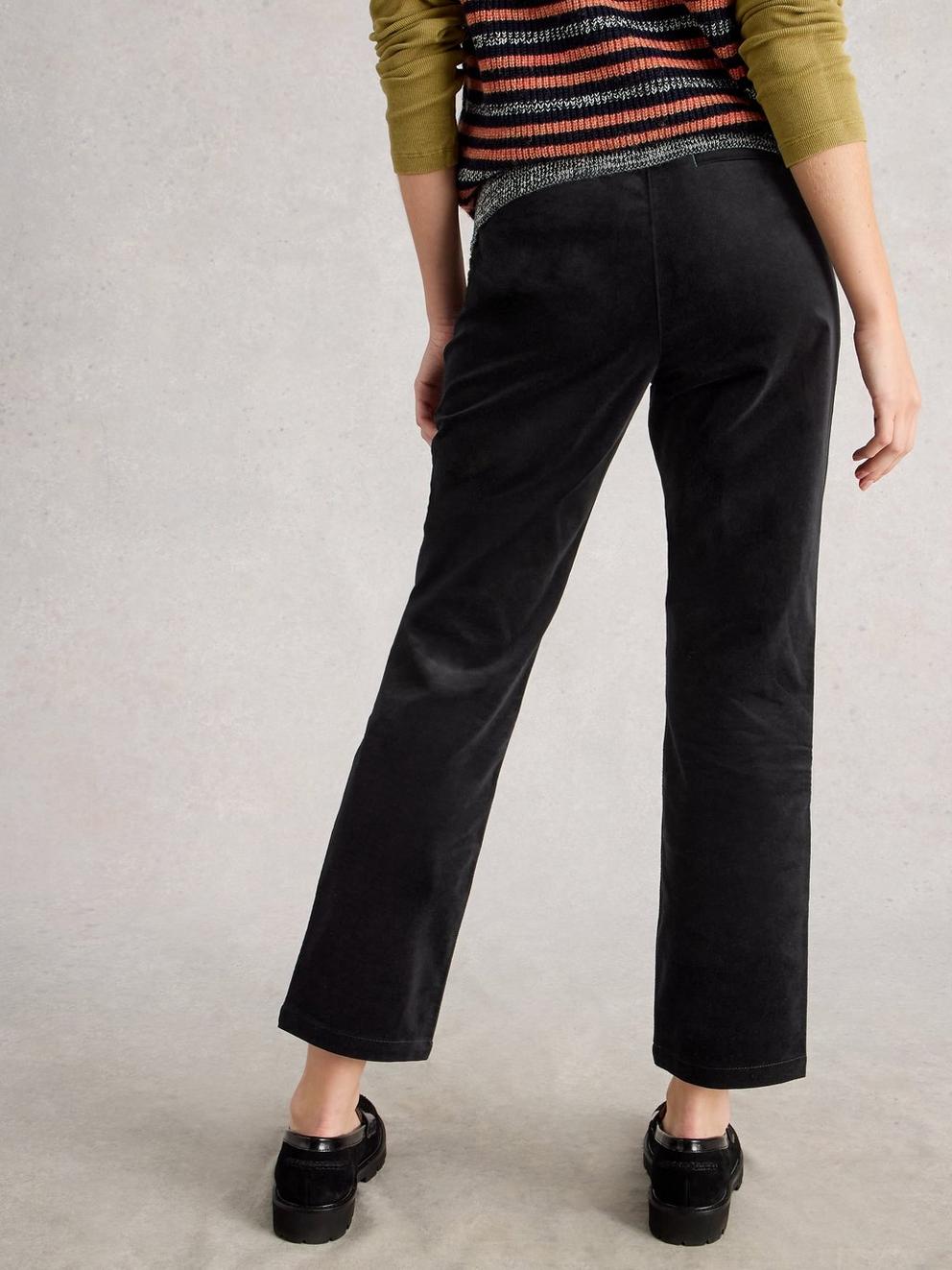 Savannah Velvet Trousers in PURE BLK - MODEL BACK
