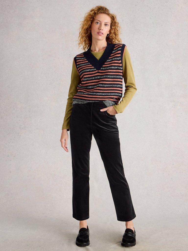 Savannah Velvet Trousers in PURE BLK - MODEL FRONT