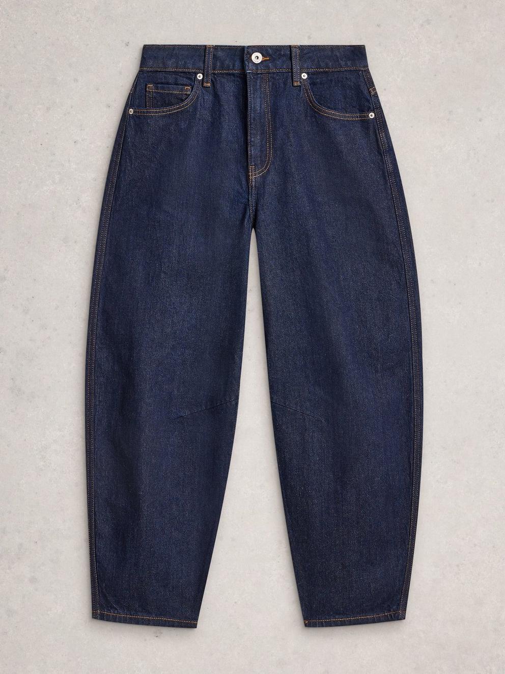 Aubrey Barrel Leg Jean  in DK DENIM - FLAT FRONT