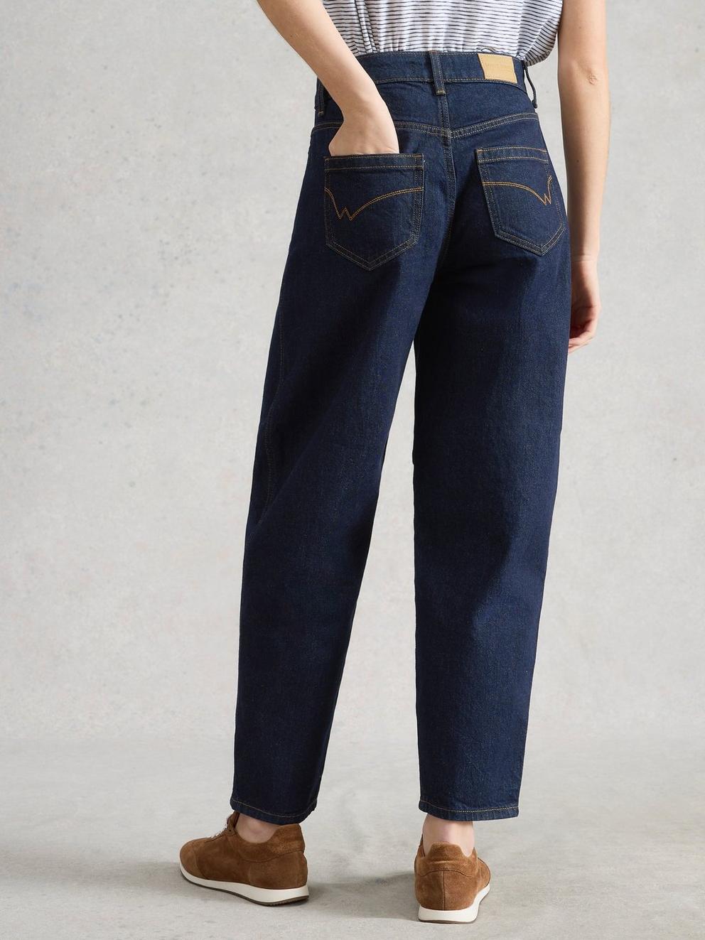 Aubrey Barrel Leg Jean  in DK DENIM - MODEL BACK