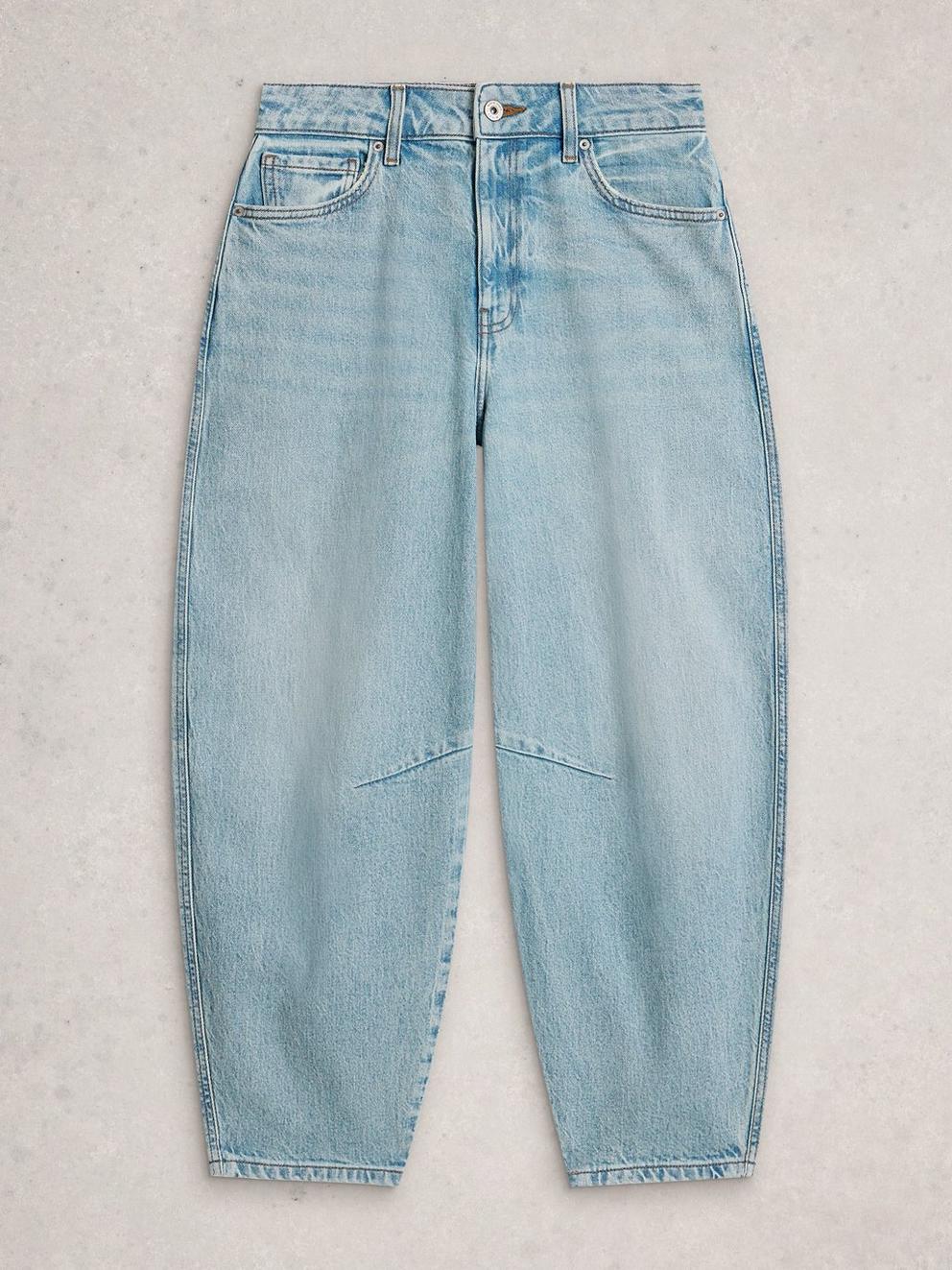 Aubrey Barrel Leg Jean  in LGT DENIM - FLAT FRONT