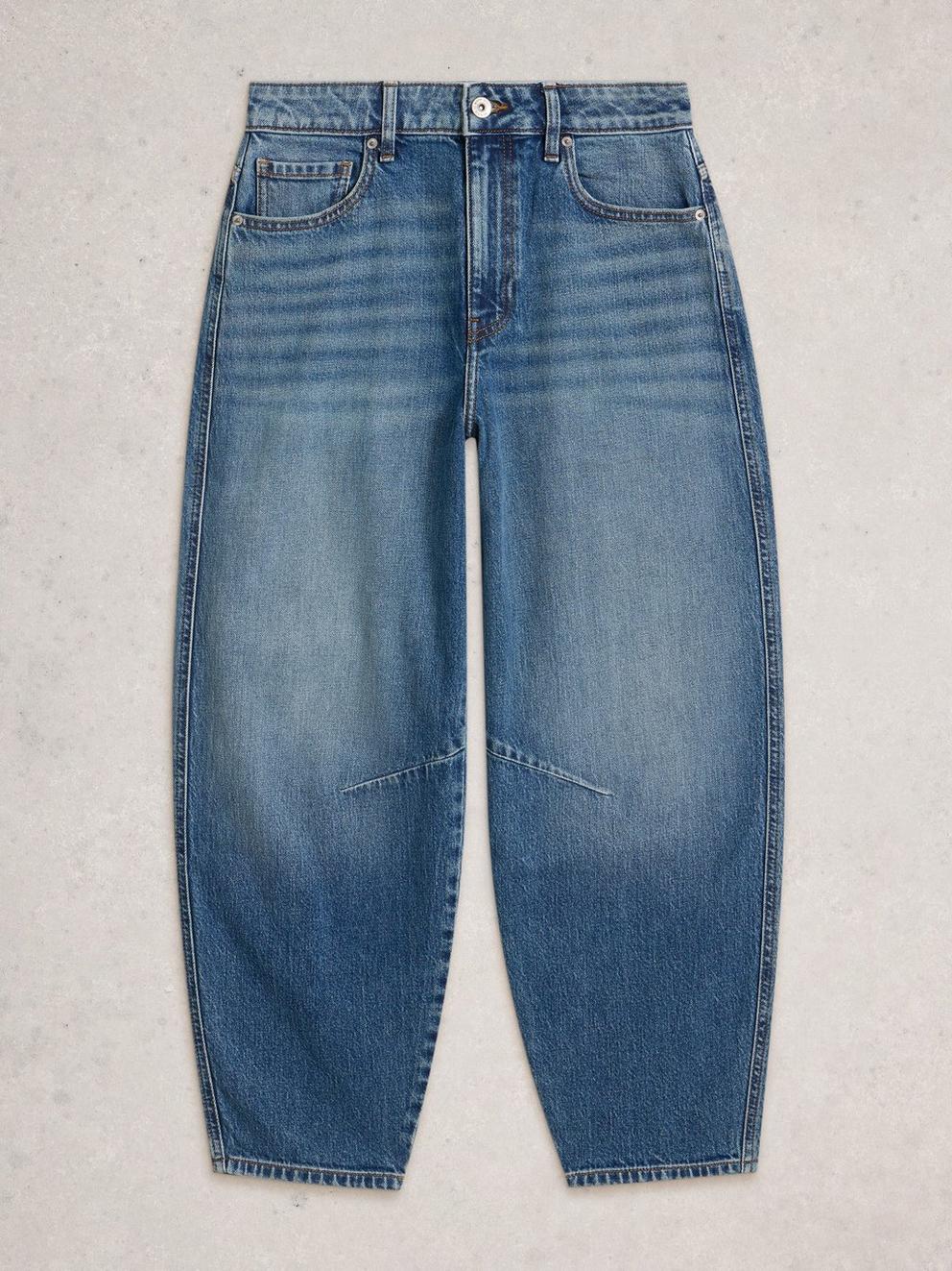 Aubrey Barrel Leg Jean  in MID DENIM - FLAT FRONT
