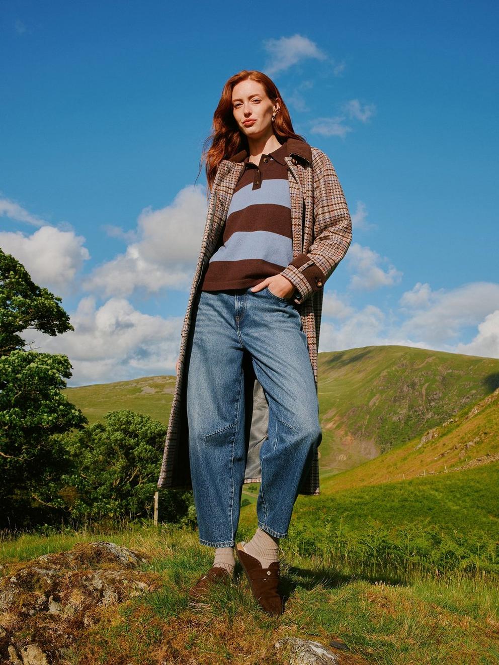 Aubrey Barrel Leg Jean  in MID DENIM - MIXED