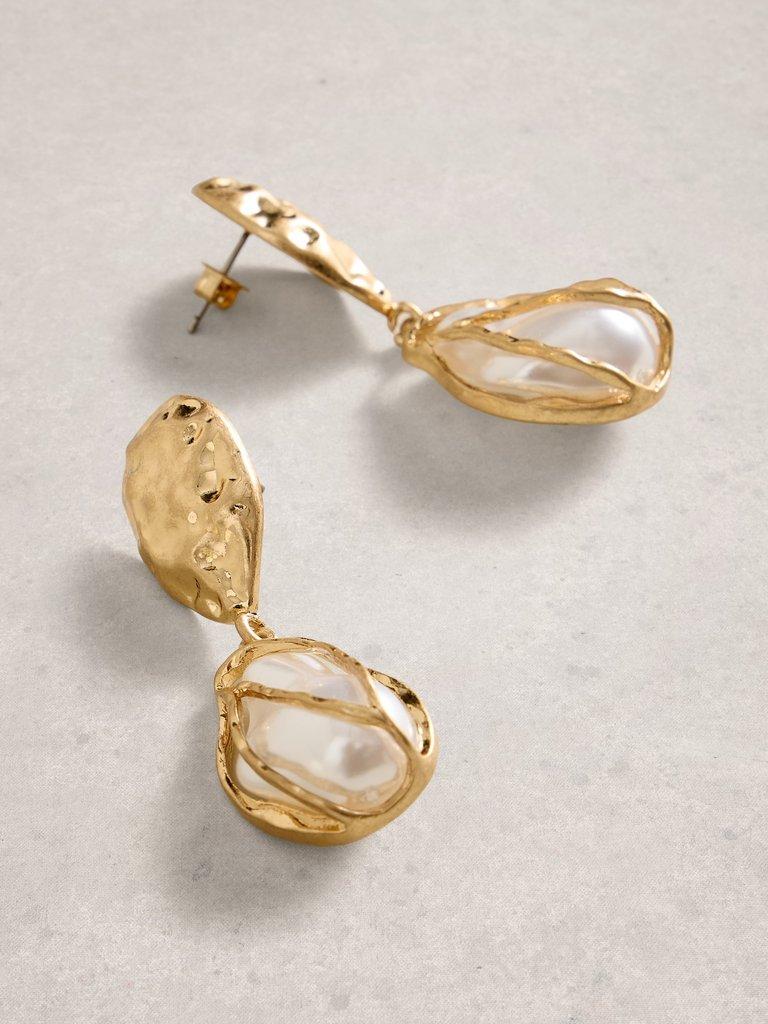 Mollie Drop Earring in GLD TN MET - FLAT DETAIL