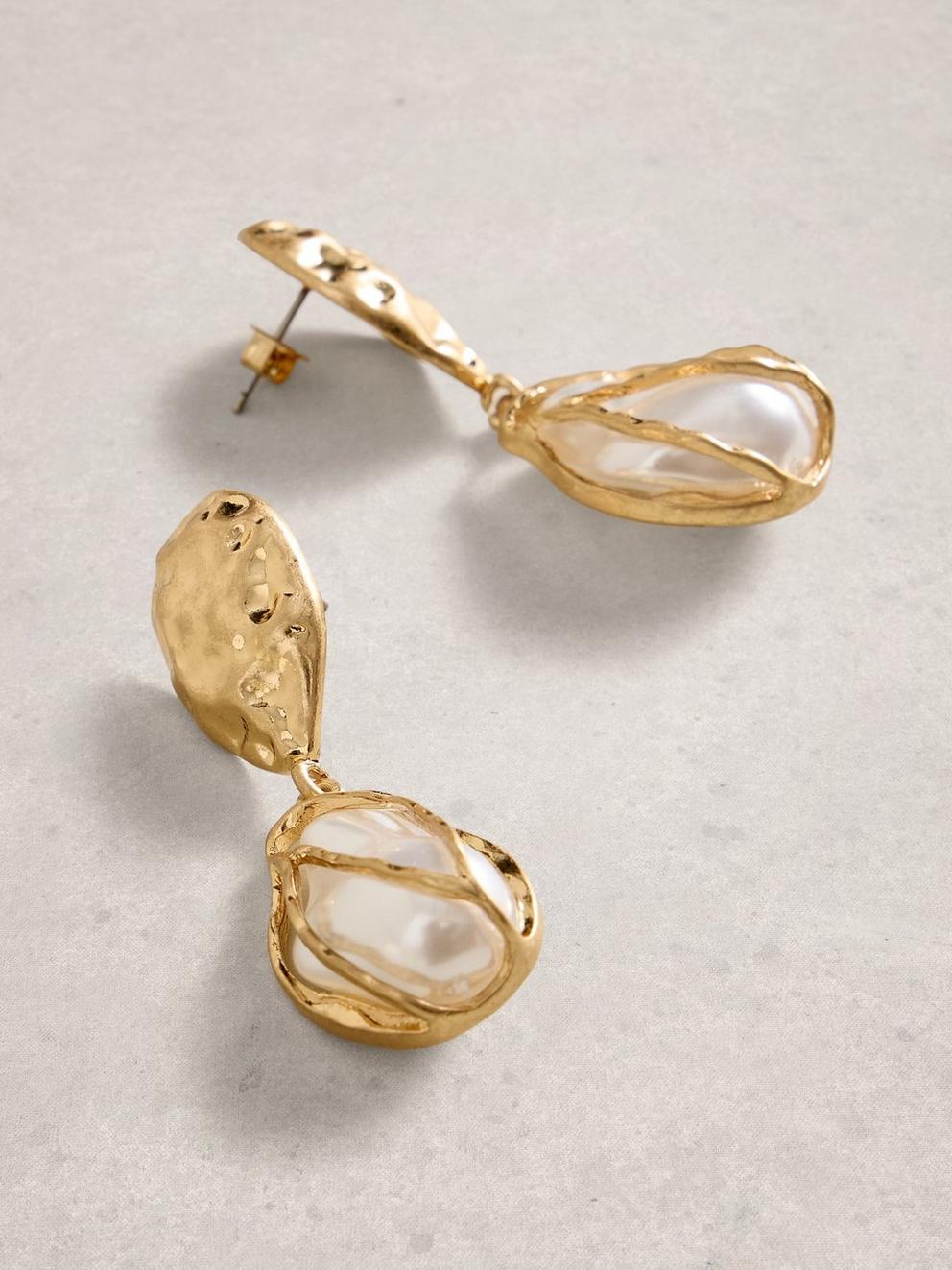 Mollie Drop Earring in GLD TN MET - FLAT DETAIL