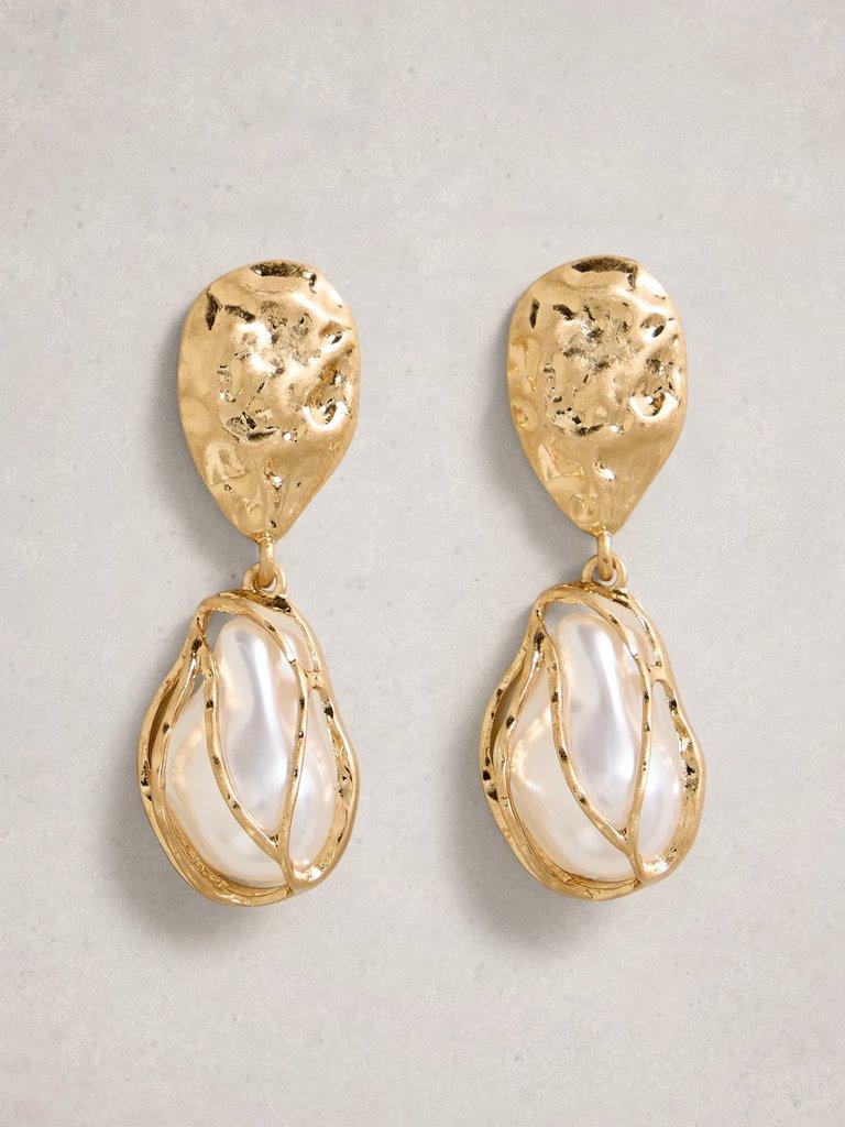 Mollie Drop Earring in GLD TN MET - FLAT FRONT