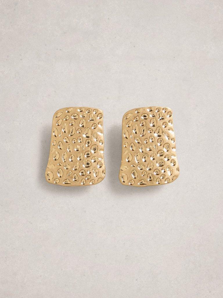 Mia Textured Stud Earring in GLD TN MET - FLAT FRONT