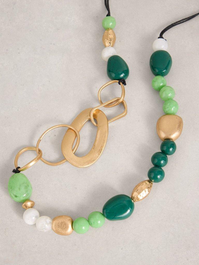 Ayla Chunky Beaded Necklace in GREEN MLT - FLAT DETAIL