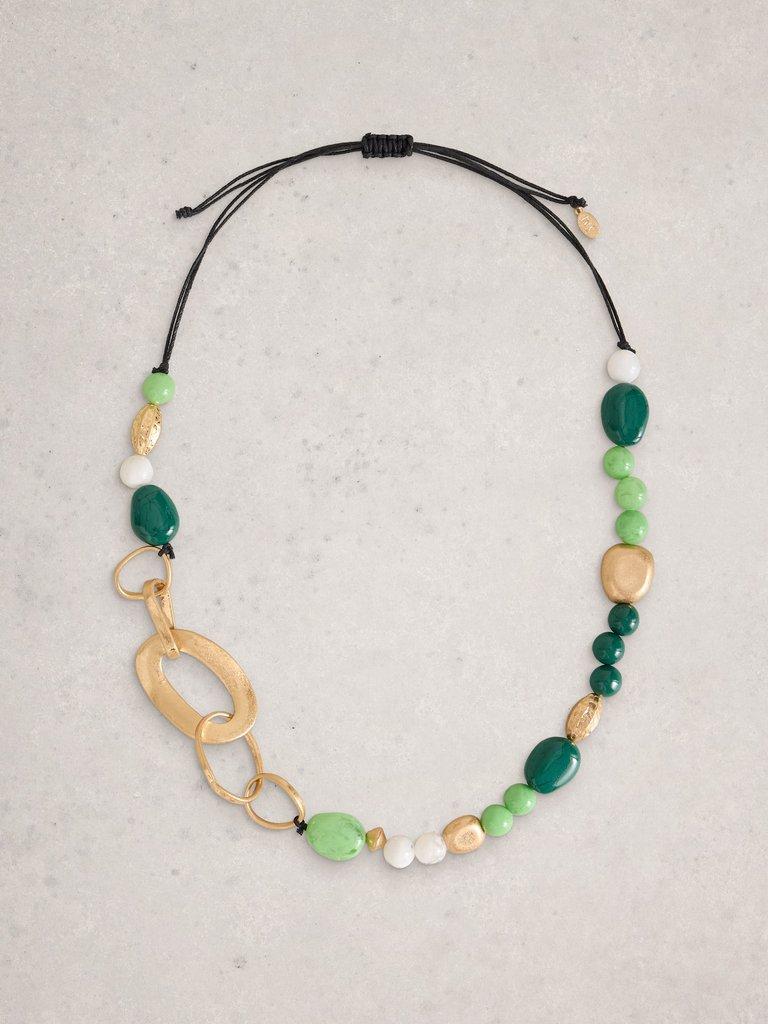 Ayla Chunky Beaded Necklace in GREEN MLT - FLAT FRONT