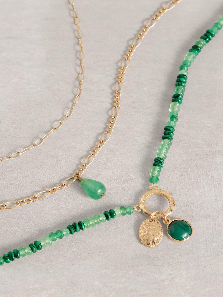 Billie Layered Bead Necklace in GLD TN MET - FLAT DETAIL