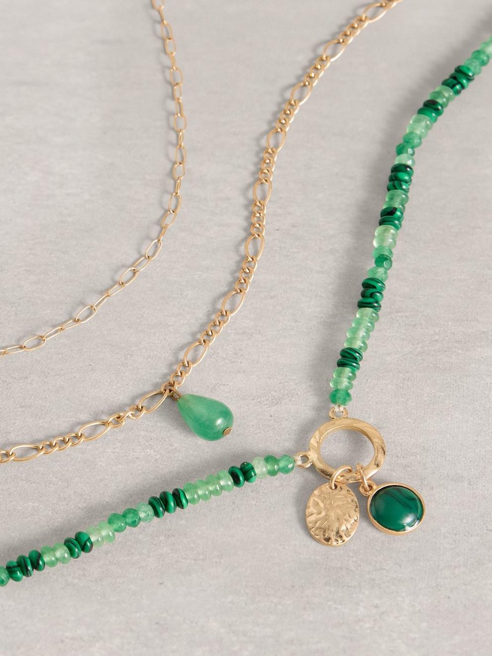 Billie Layered Bead Necklace in GLD TN MET - FLAT DETAIL