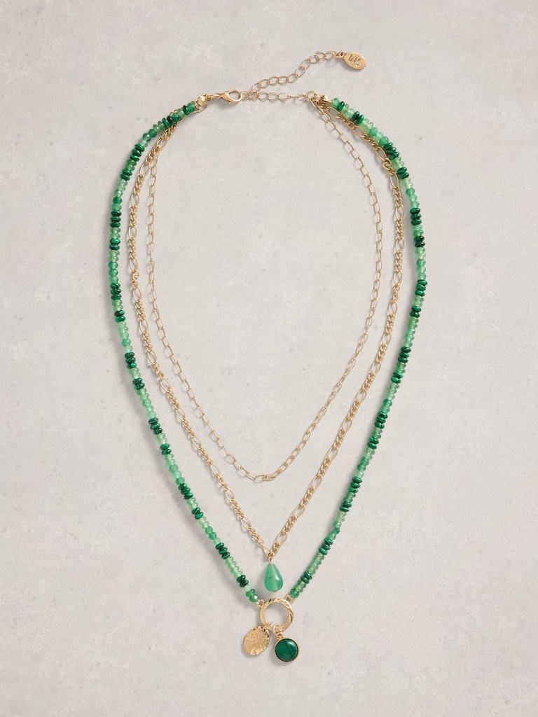 Billie Layered Bead Necklace in GLD TN MET - FLAT FRONT