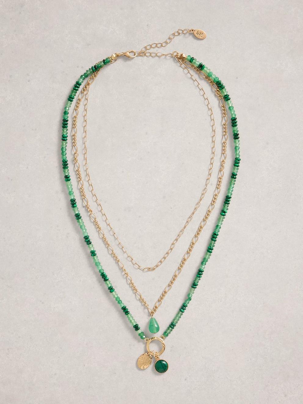 Billie Layered Bead Necklace in GLD TN MET - FLAT FRONT