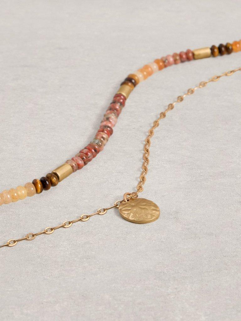 Sophie Layered Bead Necklace in RED MLT - FLAT DETAIL