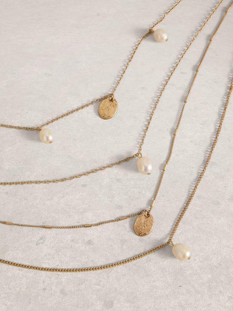 Harper Multi Layer Necklace in GLD TN MET - FLAT DETAIL