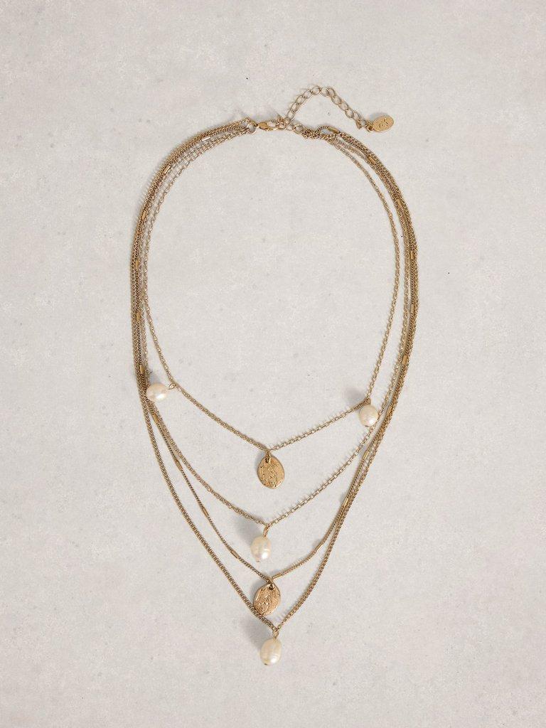 Harper Multi Layer Necklace in GLD TN MET - FLAT FRONT