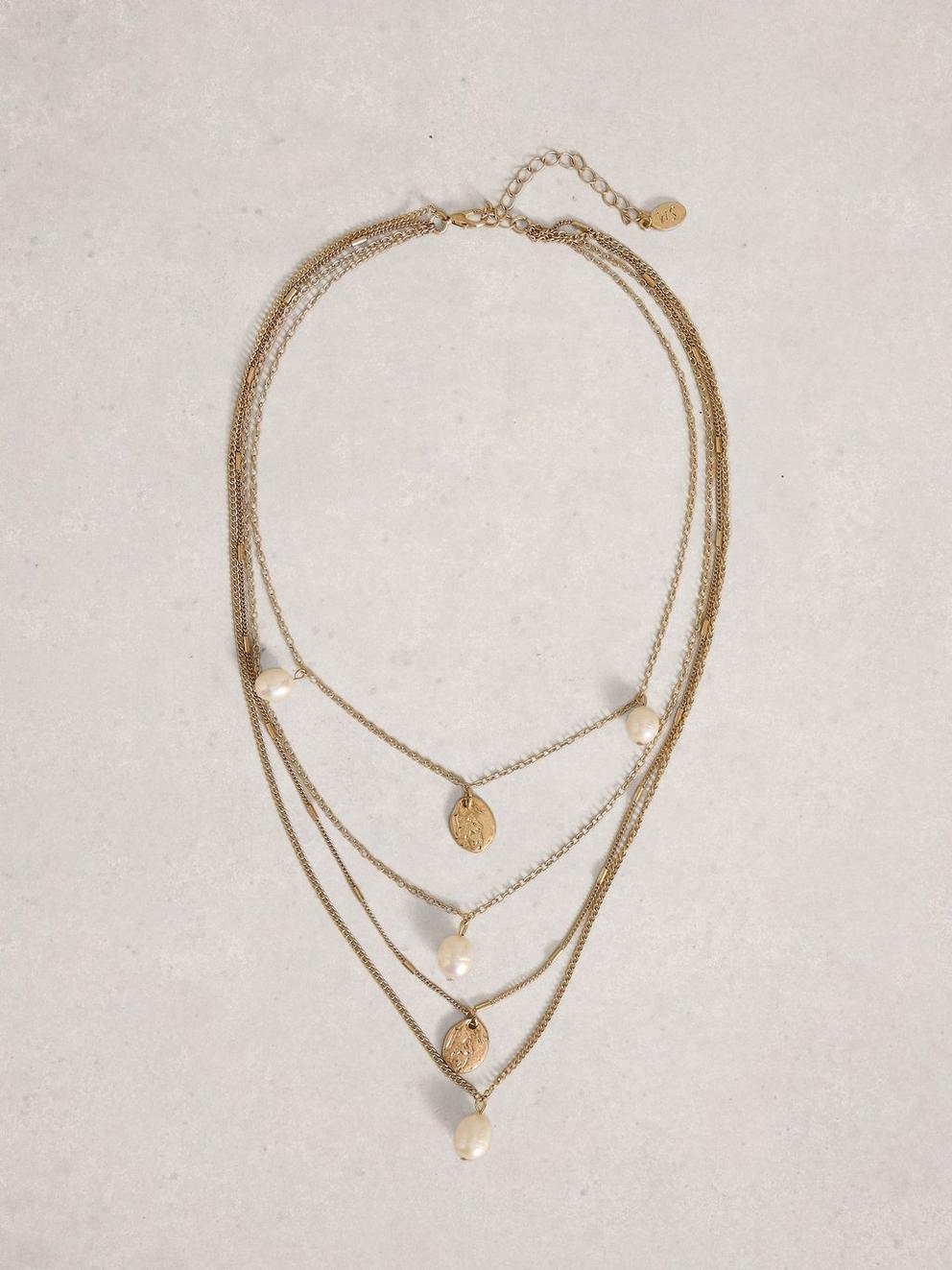 Harper Multi Layer Necklace in GLD TN MET - FLAT FRONT