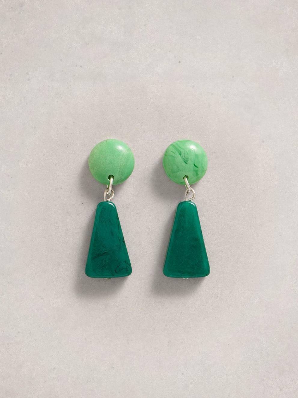 Bea Resin Drop Earring in GREEN MLT - FLAT FRONT