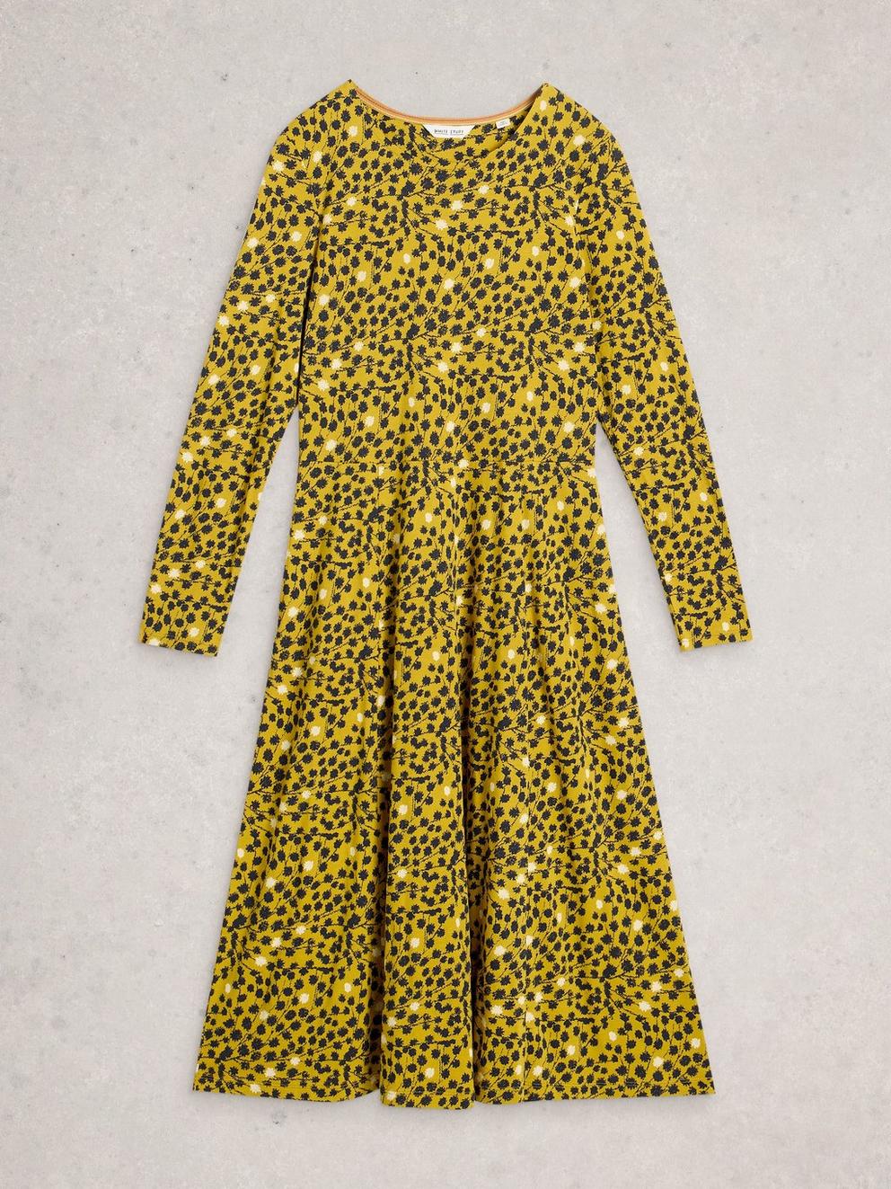 Madeline Crew Neck Jersey Midi Dress in CHART MLT - FLAT FRONT