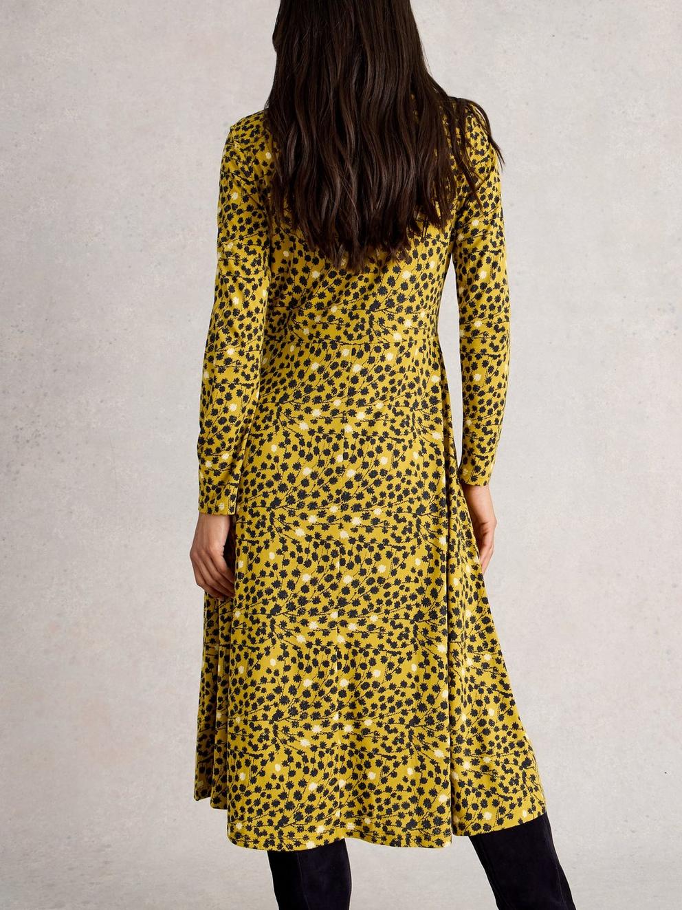 Madeline Crew Neck Jersey Midi Dress in CHART MLT - MODEL BACK