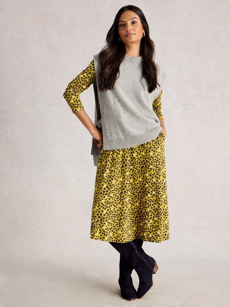 Madeline Crew Neck Jersey Midi Dress in CHART MLT - MODEL FRONT