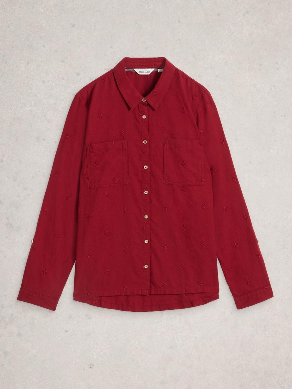 Sophie Shirt Organic Cotton in MID RED - FLAT FRONT