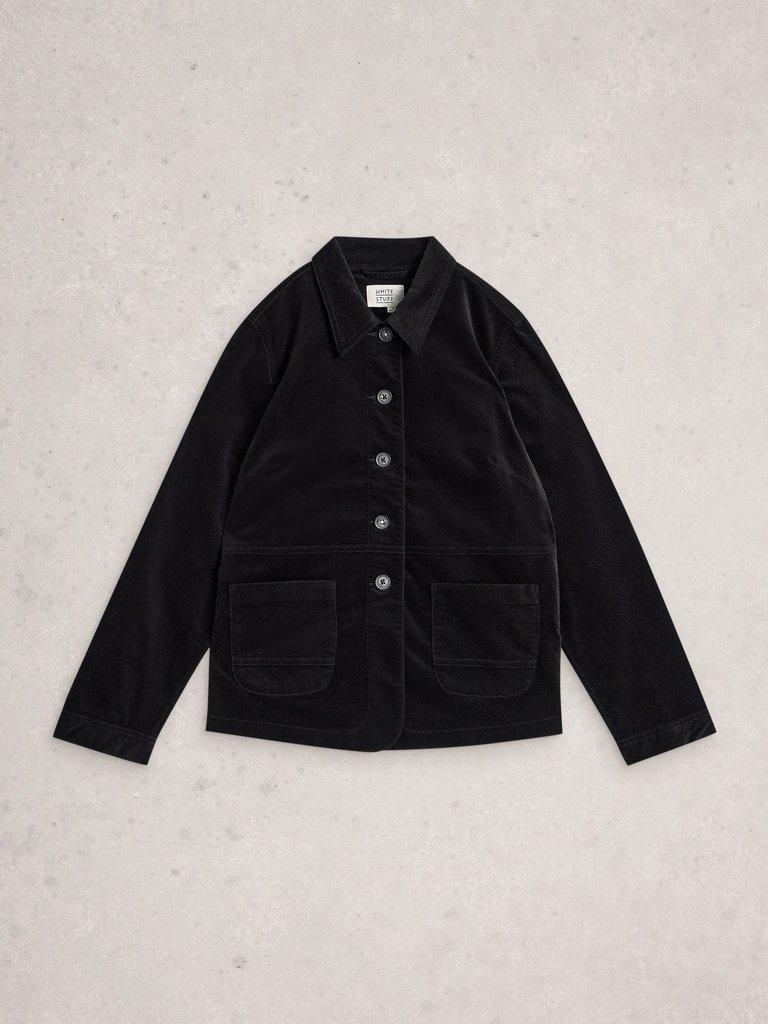 Carrie Velvet Jacket in PURE BLK - FLAT FRONT