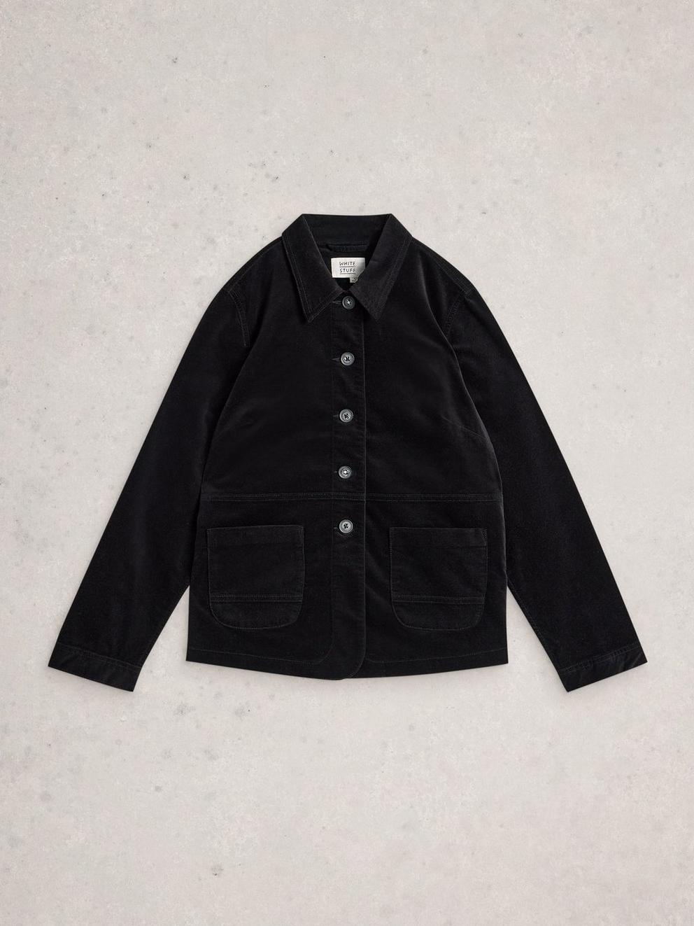 Carrie Velvet Jacket in PURE BLK - FLAT FRONT