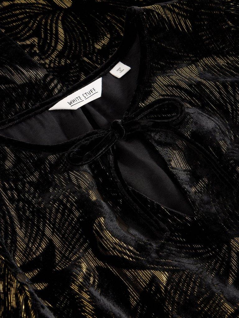 Faye Devore Velvet Dress in BLK MLT - FLAT DETAIL