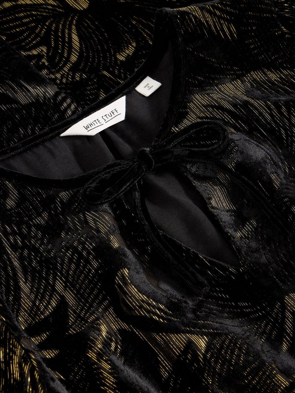 Faye Devore Velvet Dress in BLK MLT - FLAT DETAIL