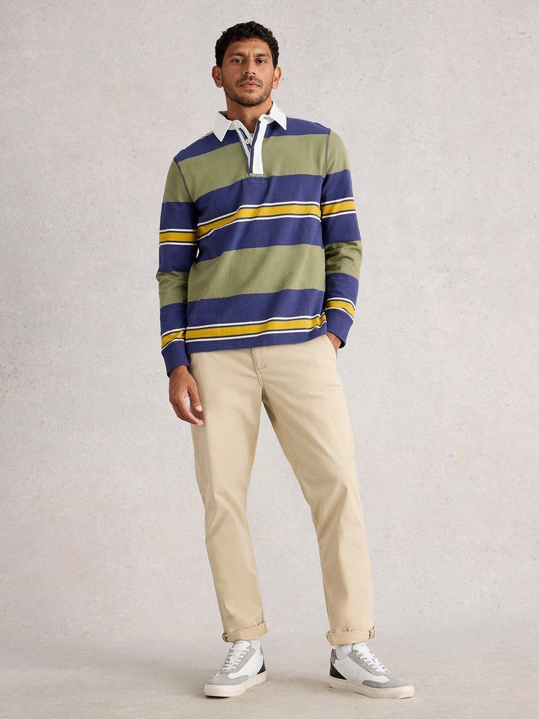 Rugby Sweat in GREEN MLT - MODEL FRONT