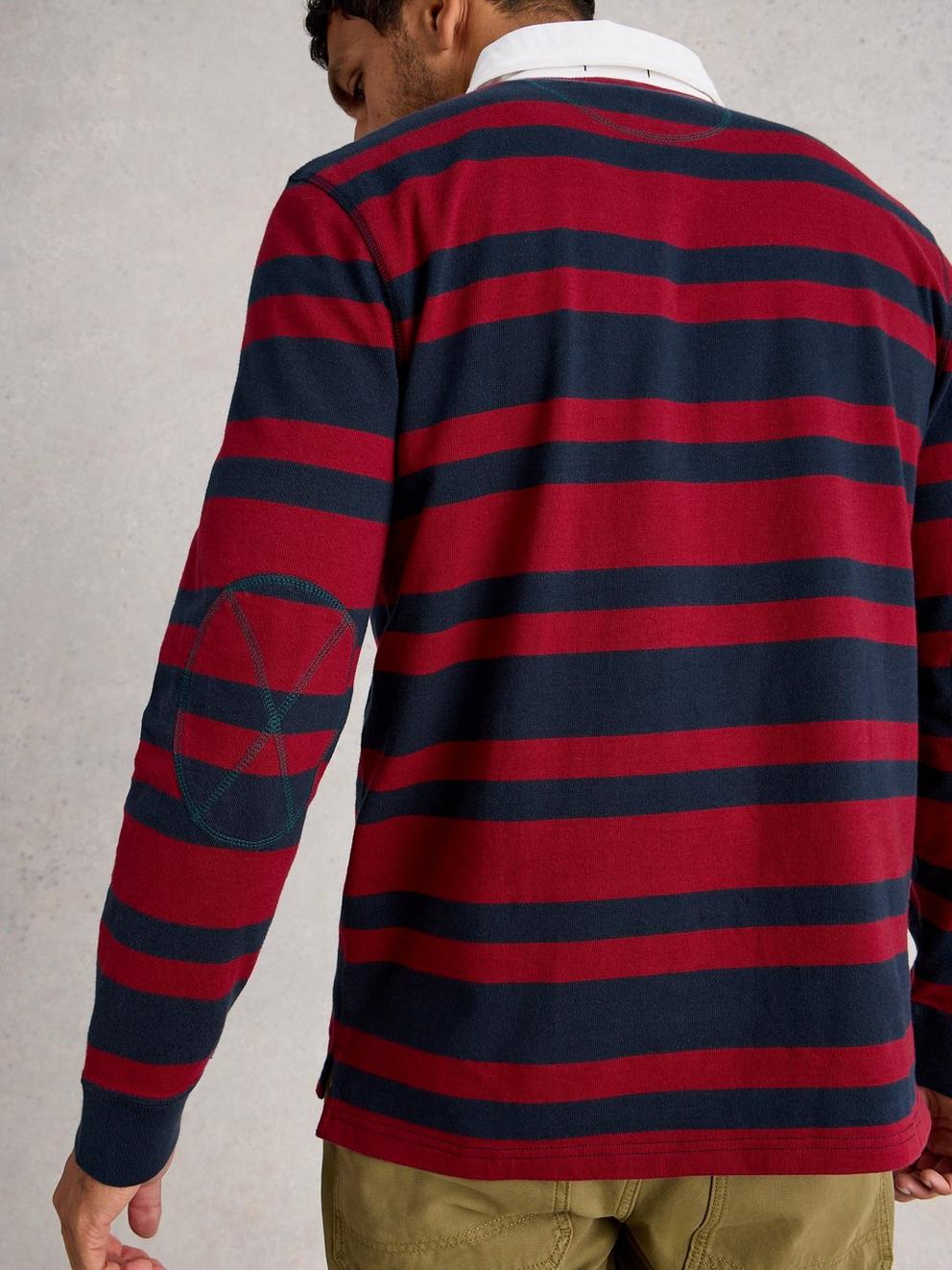 Rugby Sweat in RED MLT - MODEL BACK