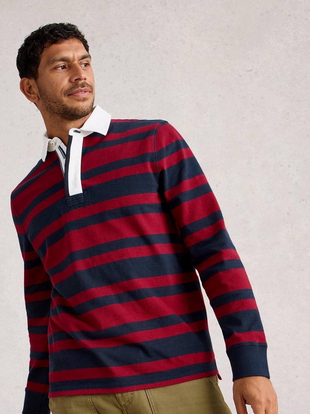 Rugby Sweat in RED MLT - MODEL DETAIL