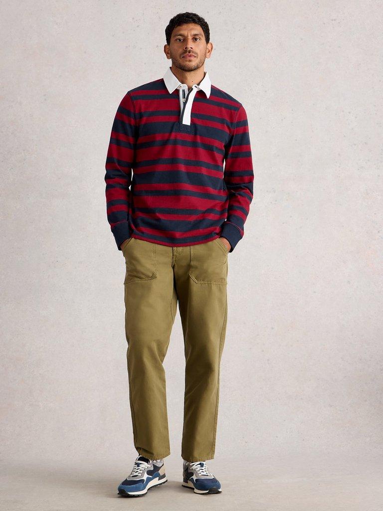 Rugby Sweat in RED MLT - MODEL FRONT