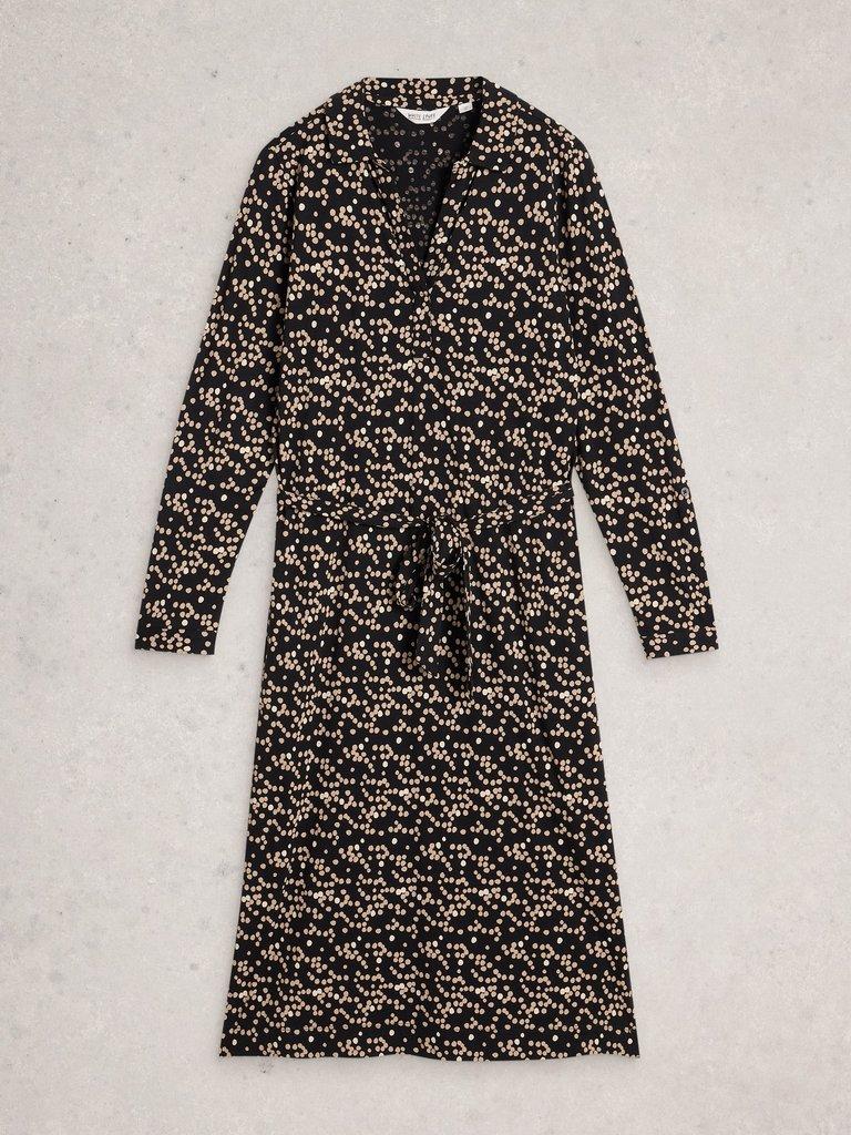 Tina Jersey Dress in BLK PR - FLAT FRONT