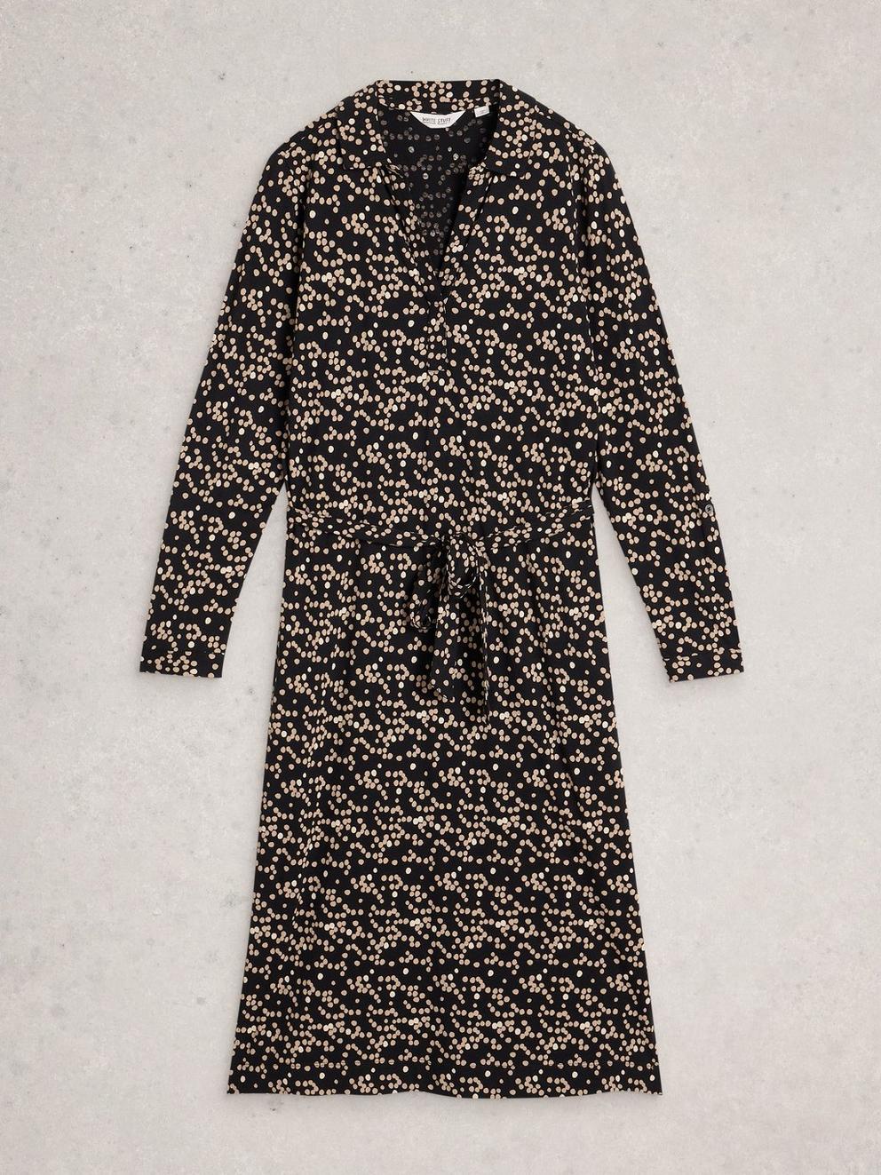 Tina Jersey Dress in BLK PR - FLAT FRONT