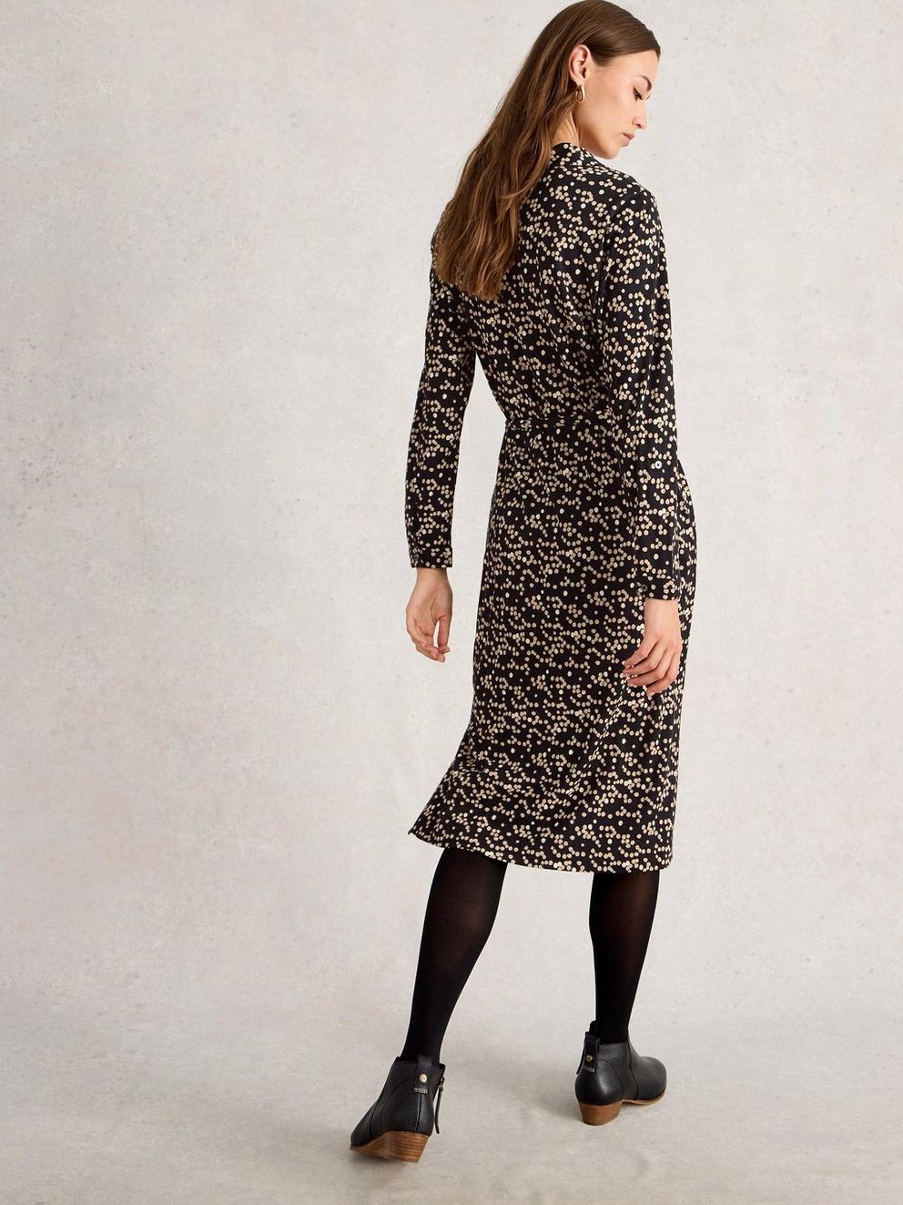 Tina Jersey Dress in BLK PR - MODEL BACK