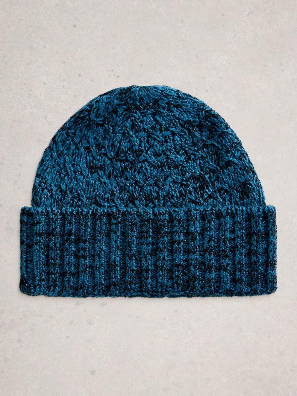 Twist Knit Beanie in DK TEAL - FLAT BACK
