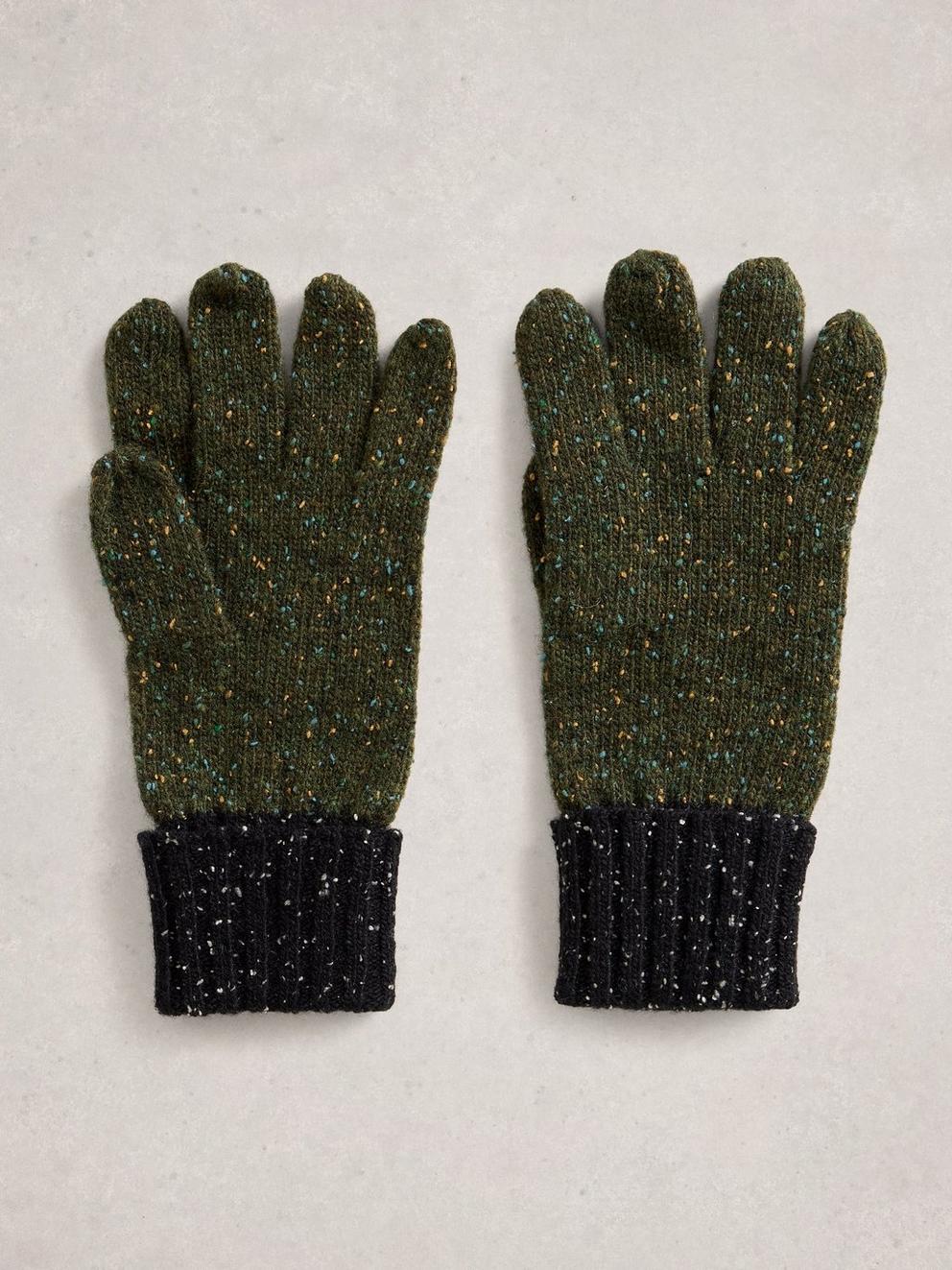 Sammy Knitted Glove in GREEN MLT - FLAT BACK