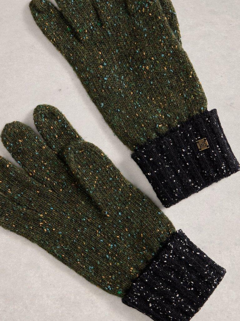 Sammy Knitted Glove in GREEN MLT - FLAT DETAIL