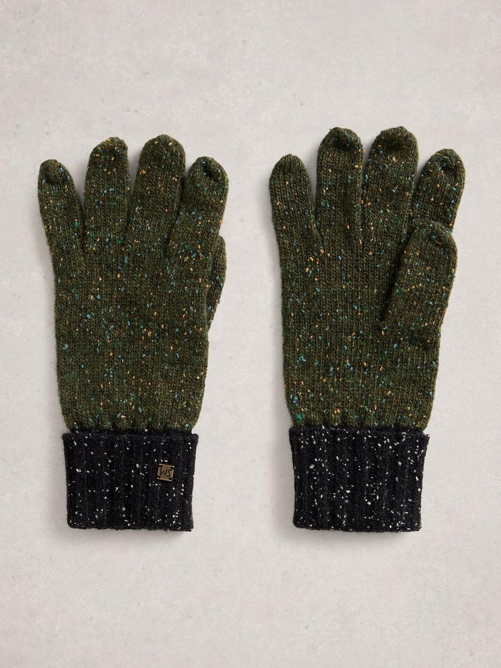 Sammy Knitted Glove in GREEN MLT - FLAT FRONT