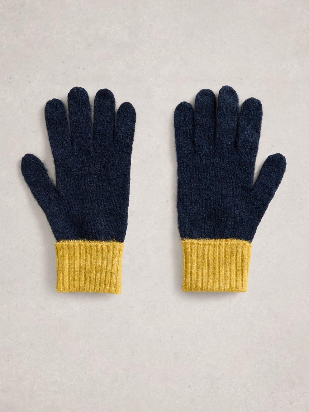 Sammy Knitted Glove in NAVY MULTI - FLAT BACK