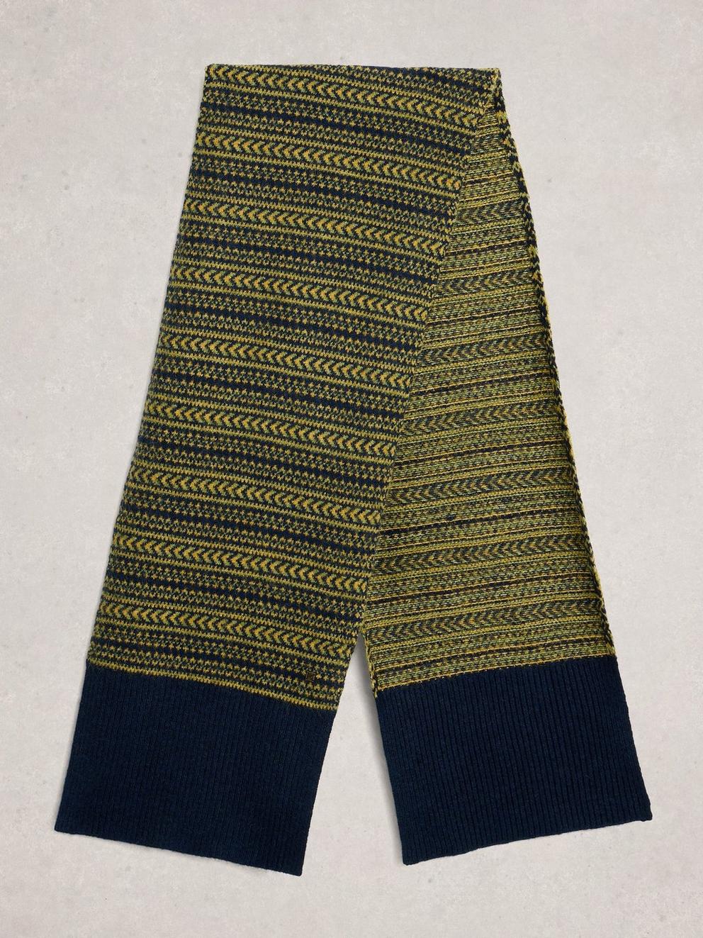Jasper Fairisle Knit Scarf in NAVY MULTI - FLAT BACK
