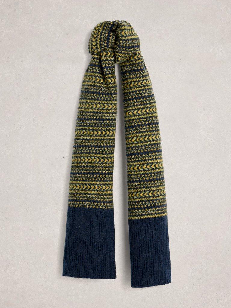 Jasper Fairisle Knit Scarf in NAVY MULTI - FLAT FRONT