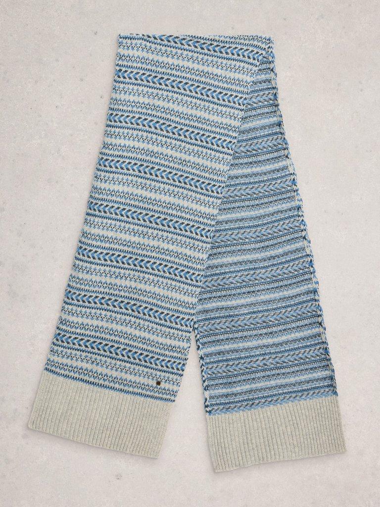 Sean Fairisle Knit Scarf in GREY MLT - FLAT BACK