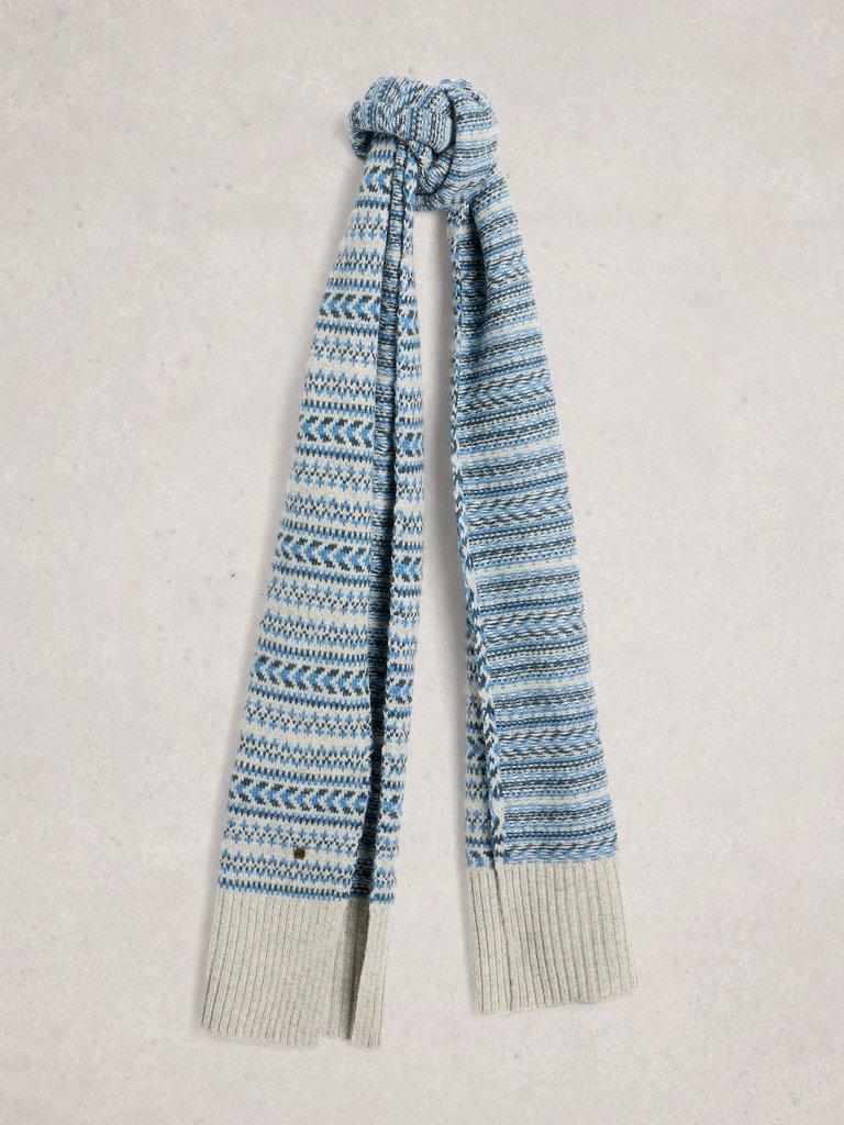 Sean Fairisle Knit Scarf in GREY MLT - FLAT FRONT