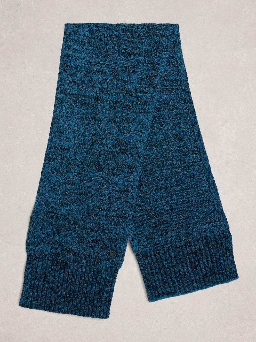 Twist Knit Scarf in DK TEAL - FLAT BACK
